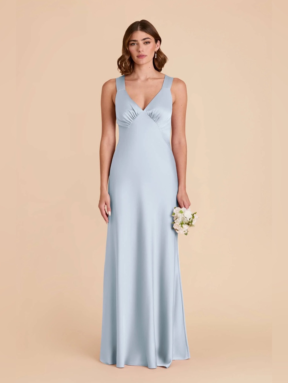 Birdy Grey Mist Blue Veronica Matte Satin Dress - Size XL (works for maternity)